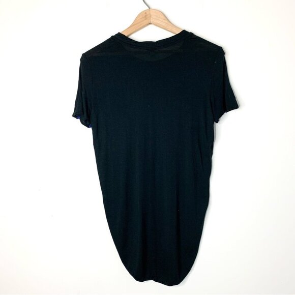 Aritzia Wilfred Capucine T-shirt Top Split Side Short Sleeve  Black Blue Size XS - Picture 8 of 8
